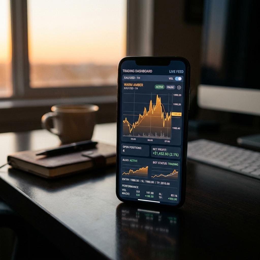 BitKeltTrade geavanceerd handelsdashboard op smartphone